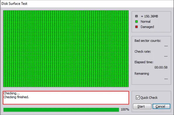 Test de surface de disque dur